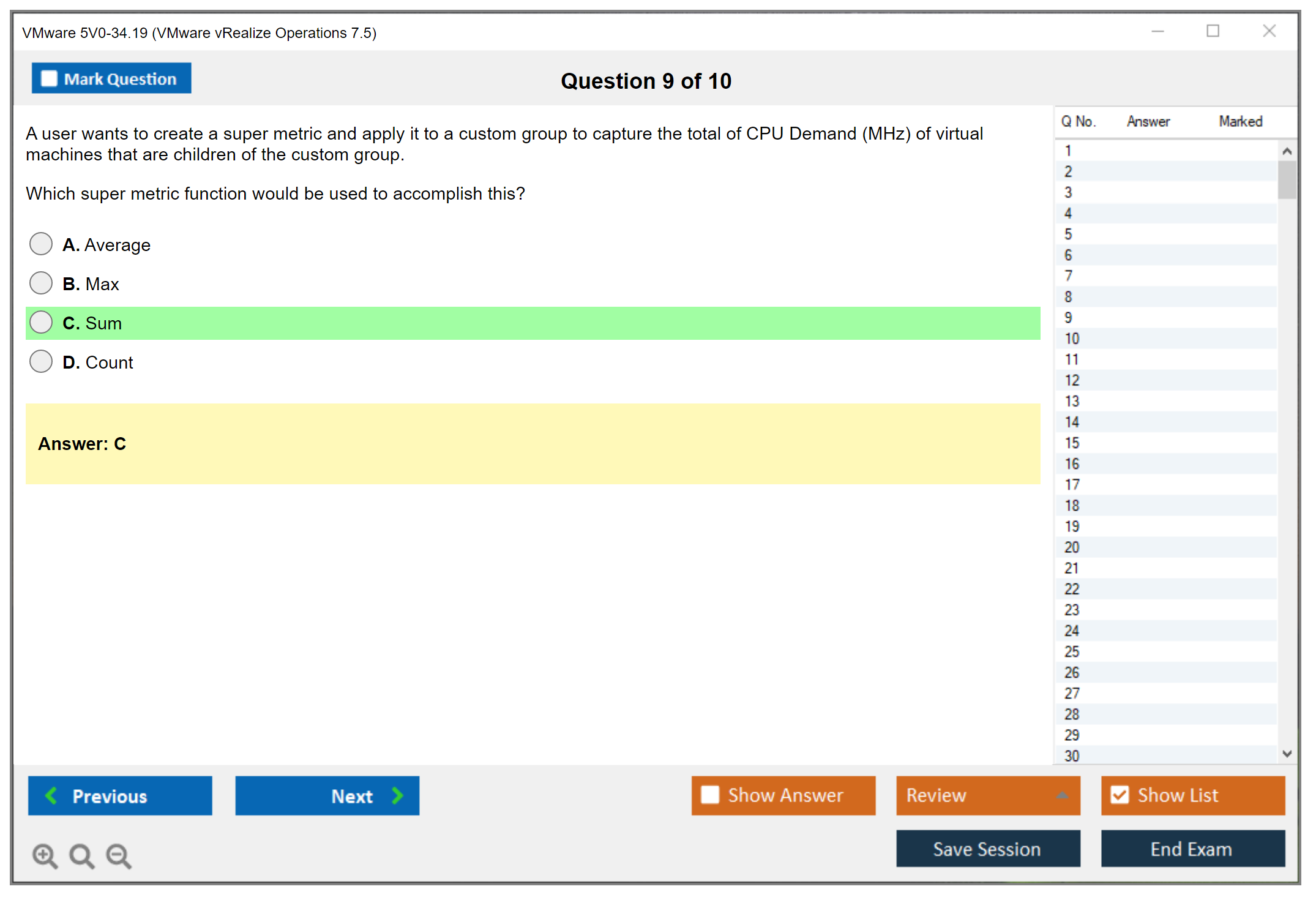 VMware 5V0-34.19 VMware vRealize Operations 7.5 Practice test exam simulator test engine exam dumps questions answers Image 9