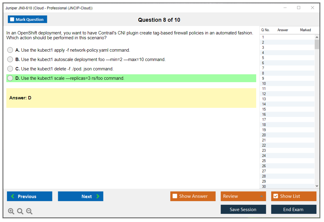 Juniper JN0-610 Cloud - Professional (JNCIP-Cloud) Practice test exam simulator test engine exam dumps questions answers Image 8