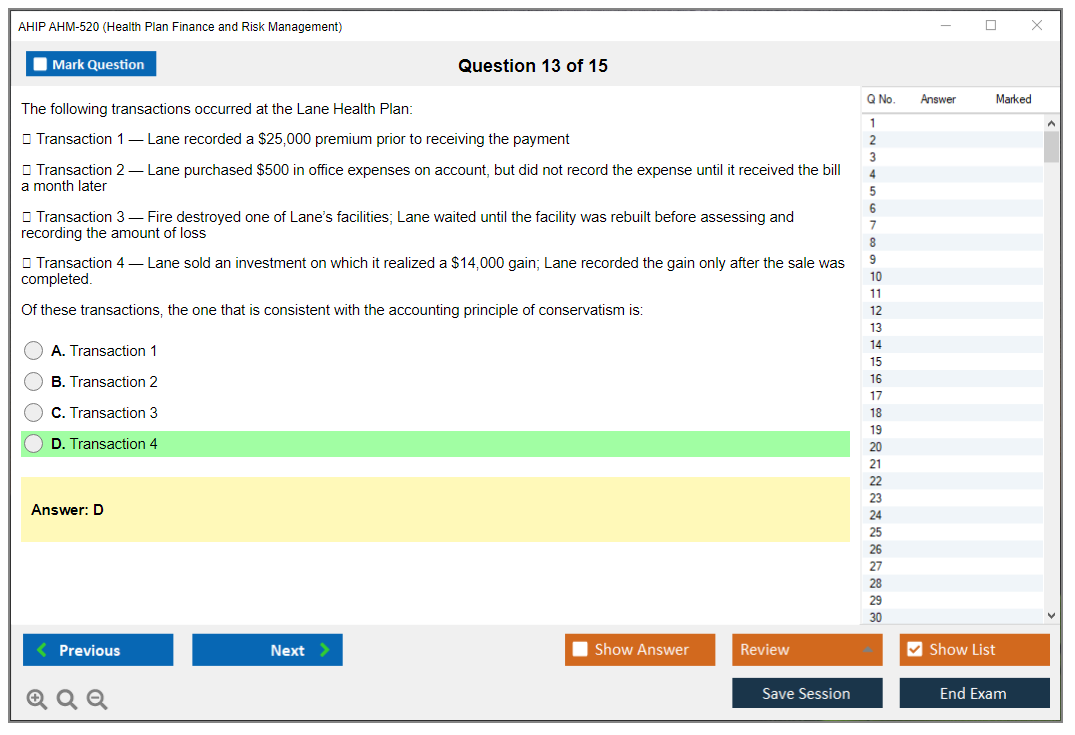 AHIP AHM-520 Health Plan Finance and Risk Management Practice test exam simulator test engine exam Prep practice test questions answers Image 13