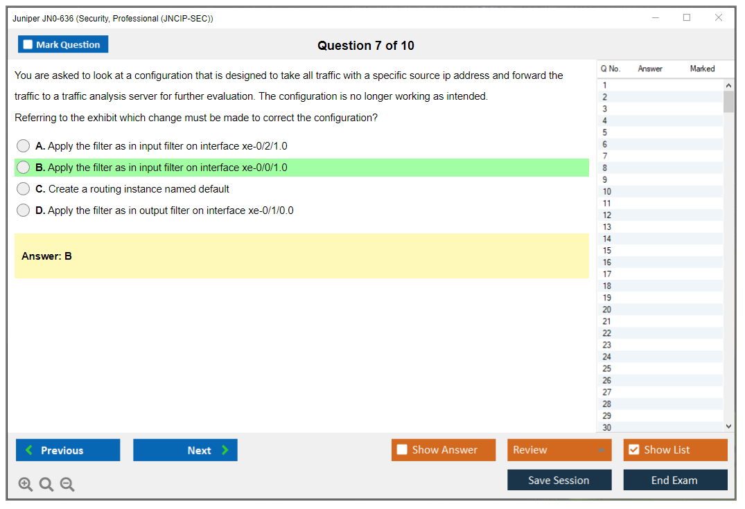 Juniper JN0-636 Security, Professional (JNCIP-SEC) Practice test exam simulator test engine exam dumps questions answers Image 7