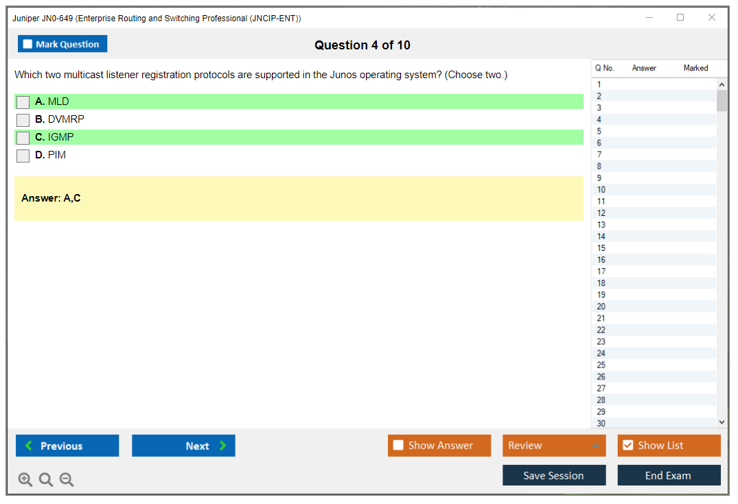 Juniper JN0-649 Enterprise Routing and Switching Professional (JNCIP-ENT) Practice test exam simulator test engine exam dumps questions answers Image 4
