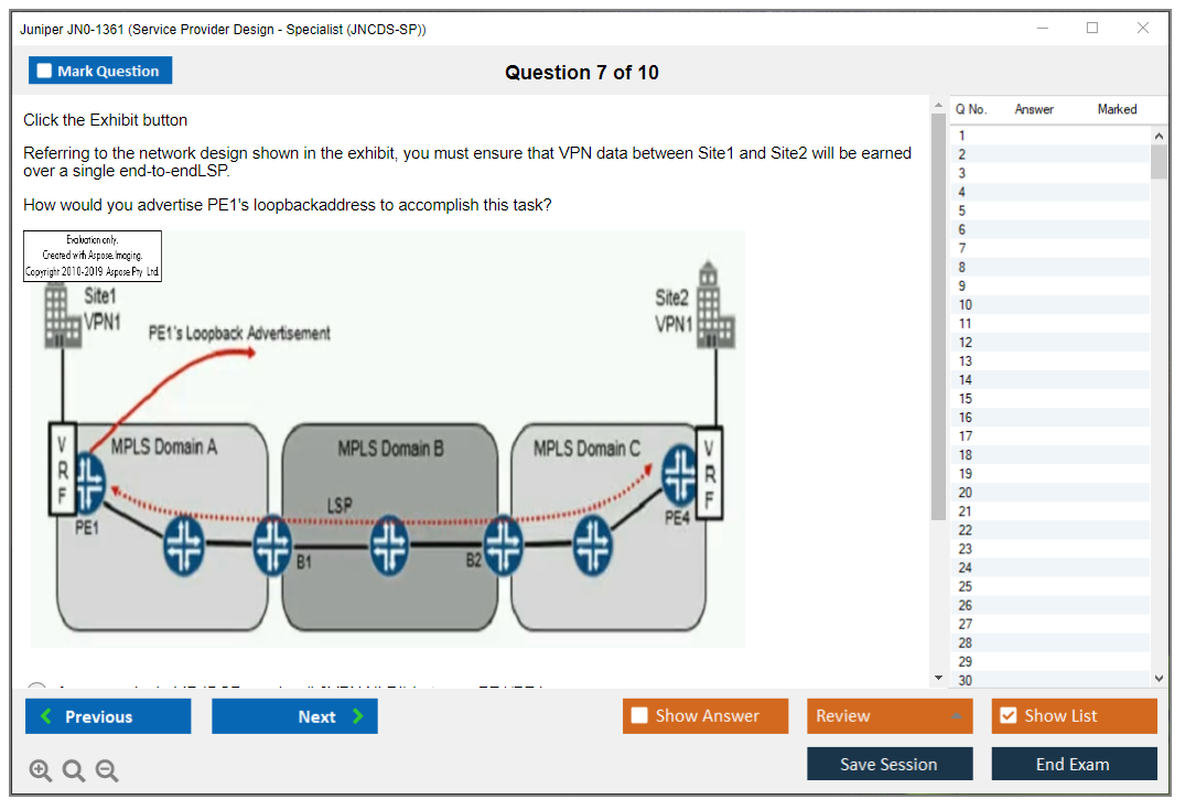Juniper JN0-1361 Service Provider Design - Specialist (JNCDS-SP) Practice test exam simulator test engine exam dumps questions answers Image 7