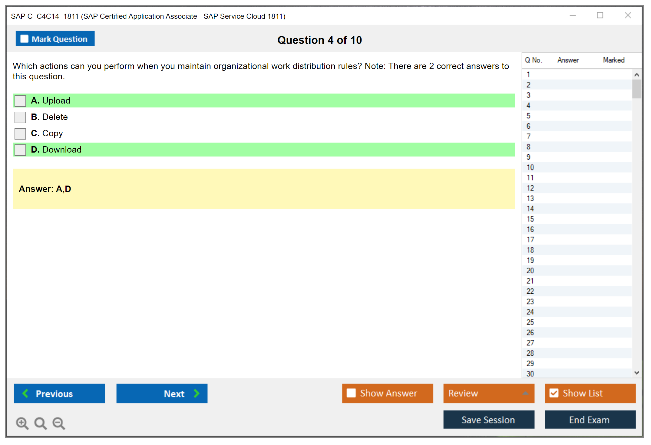 SAP C_C4C14_1811 SAP Certified Application Associate - SAP Service Cloud 1811 Practice test exam simulator test engine exam dumps questions answers Image 4