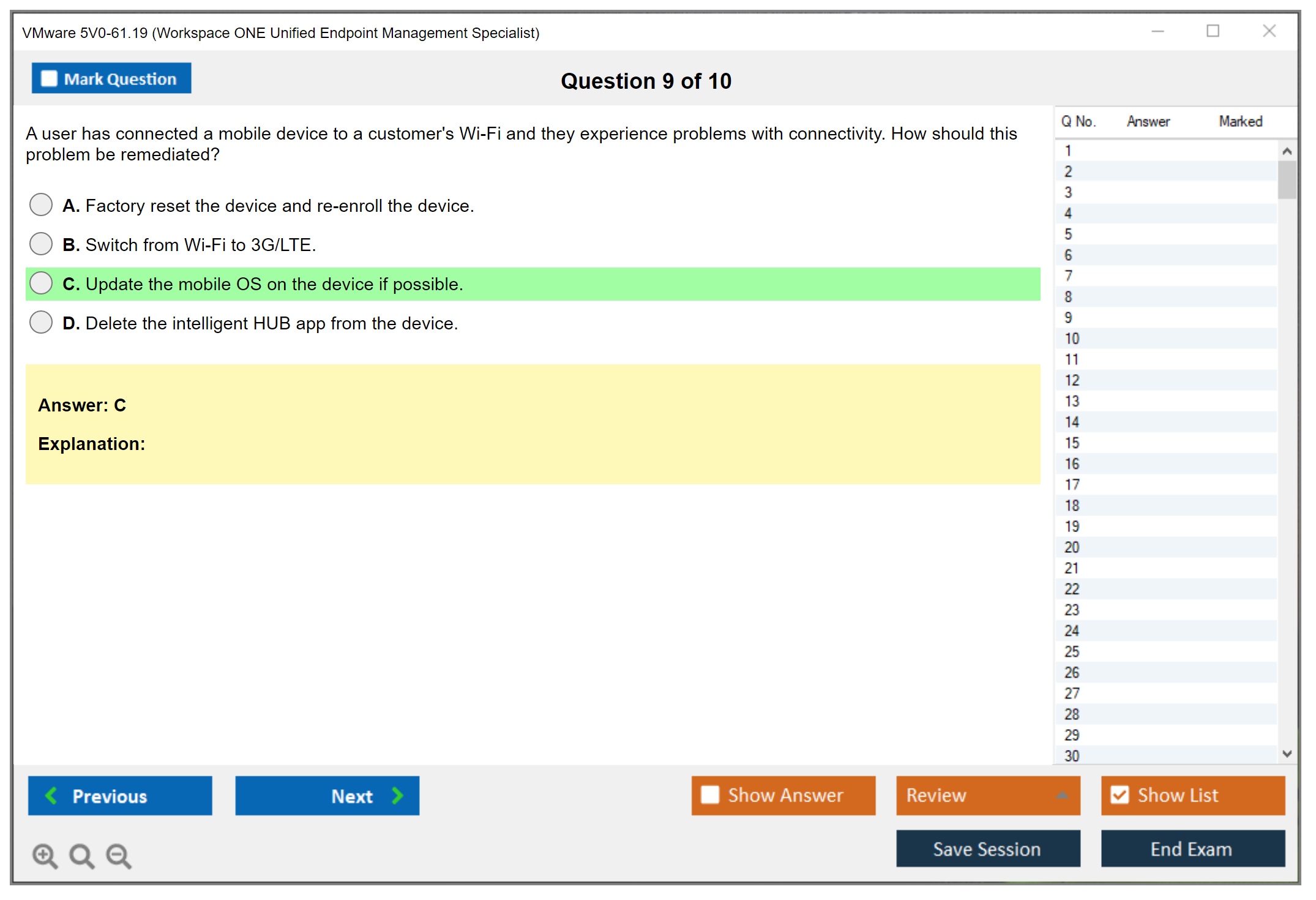 VMware 5V0-61.19 Workspace ONE Unified Endpoint Management Specialist Practice test exam simulator test engine exam dumps questions answers Image 9