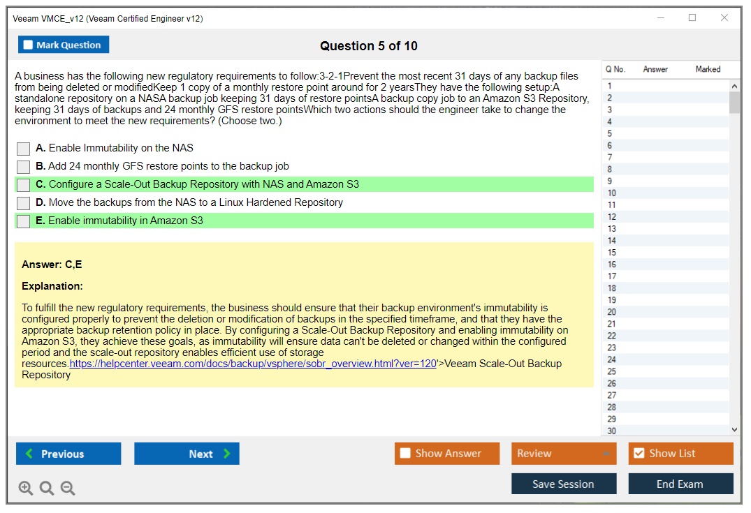 Veeam VMCE_v12 Veeam Certified Engineer v12 Practice test exam simulator test engine exam dumps questions answers Image 5