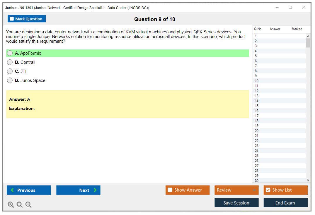 Juniper JN0-1301 Juniper Networks Certified Design Specialist - Data Center (JNCDS-DC) Practice test exam simulator test engine exam dumps questions answers Image 9