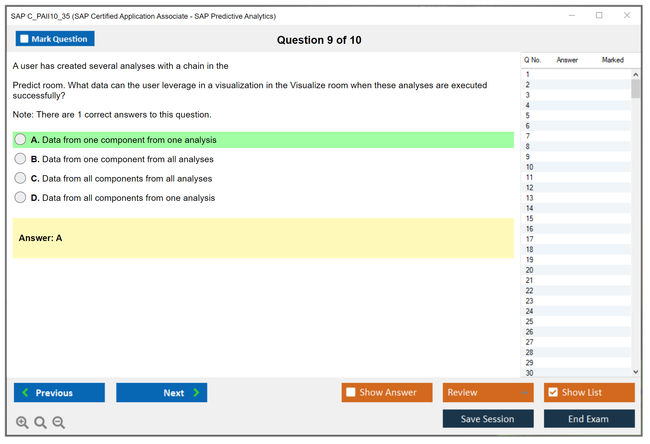 SAP C_PAII10_35 SAP Certified Application Associate - SAP Predictive Analytics Practice test exam simulator test engine exam Prep practice test questions answers Image 9