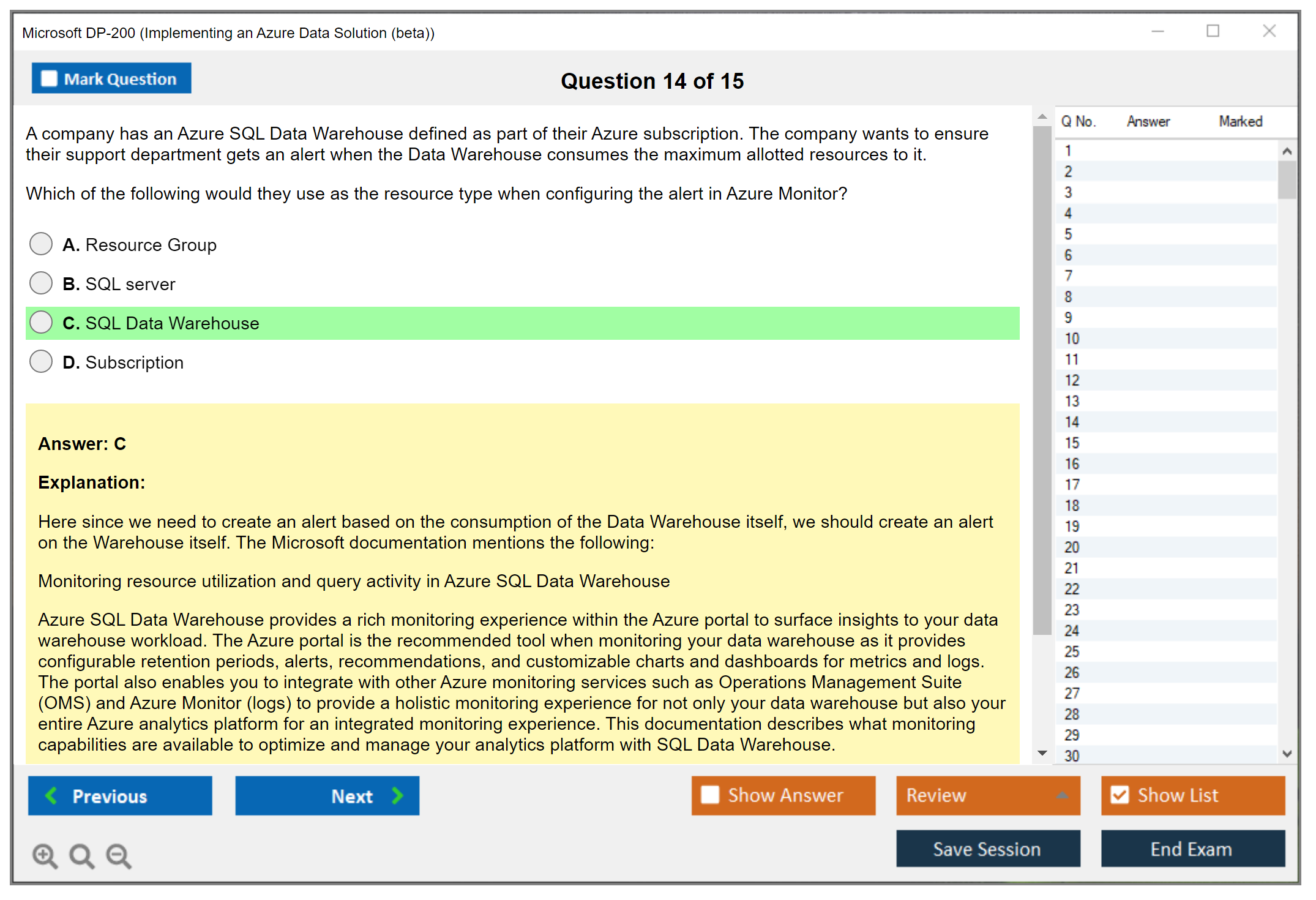 Microsoft DP-200 Implementing an Azure Data Solution  Practice test exam simulator test engine exam dumps questions answers Image 14
