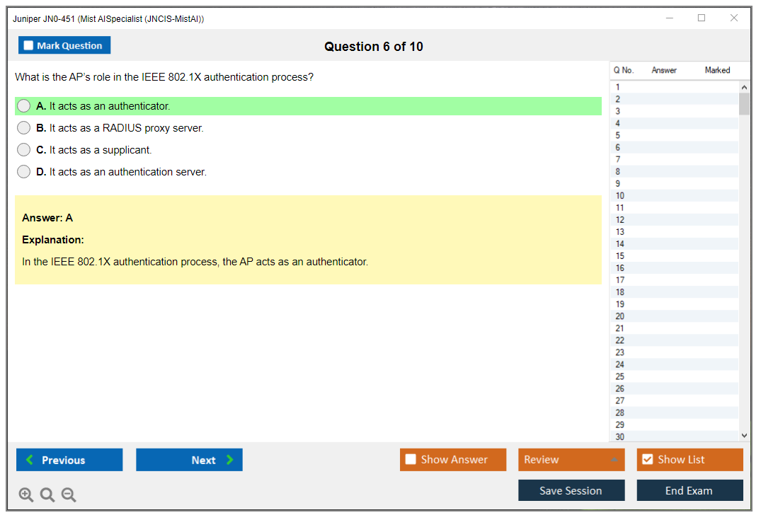 Juniper JN0-451 Mist AI - Specialist (JNCIS-MistAI) Practice test exam simulator test engine exam dumps questions answers Image 6