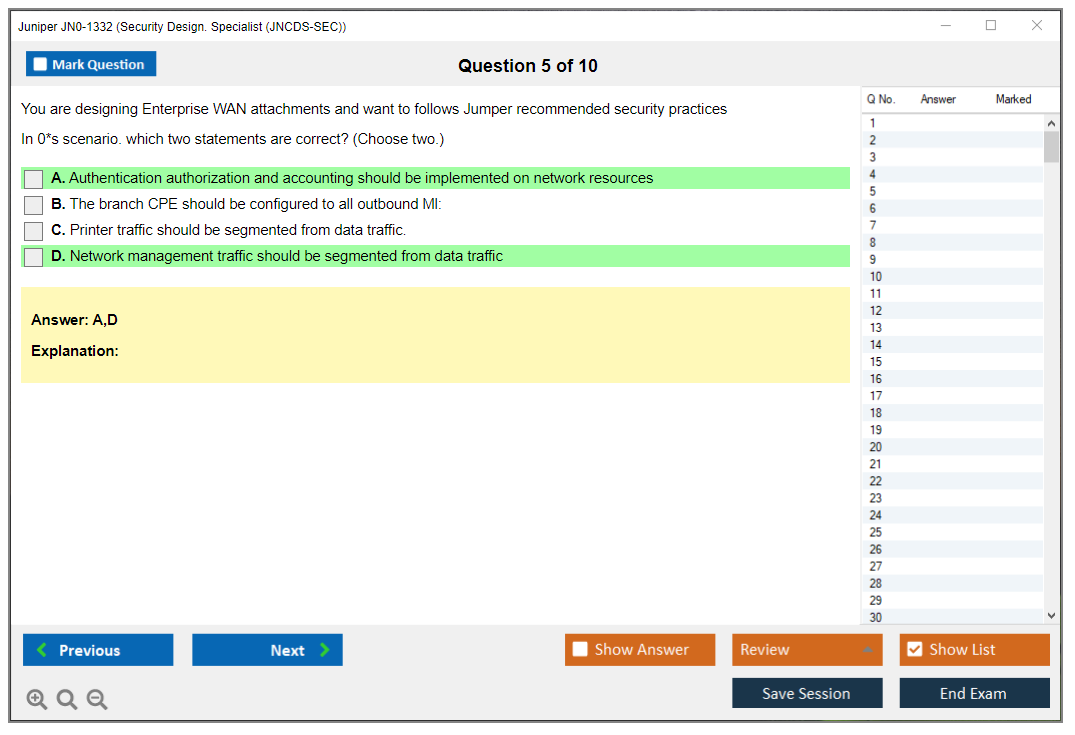 Juniper JN0-1332 Security Design. Specialist (JNCDS-SEC) Practice test exam simulator test engine exam dumps questions answers Image 5