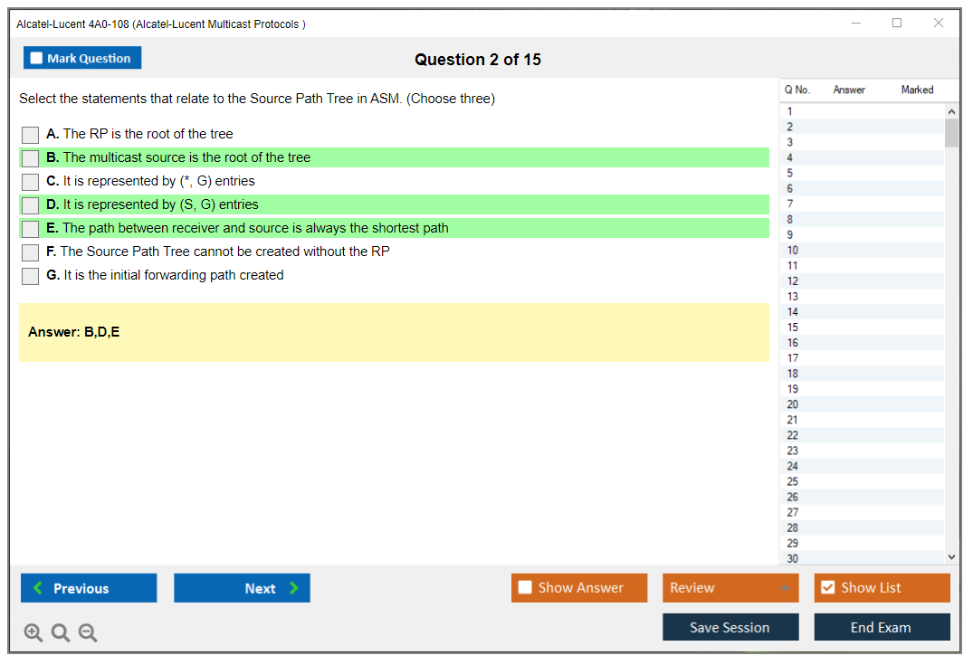 Alcatel-Lucent 4A0-108 Nokia Multicast Protocols Practice test exam simulator test engine exam dumps questions answers Image 2