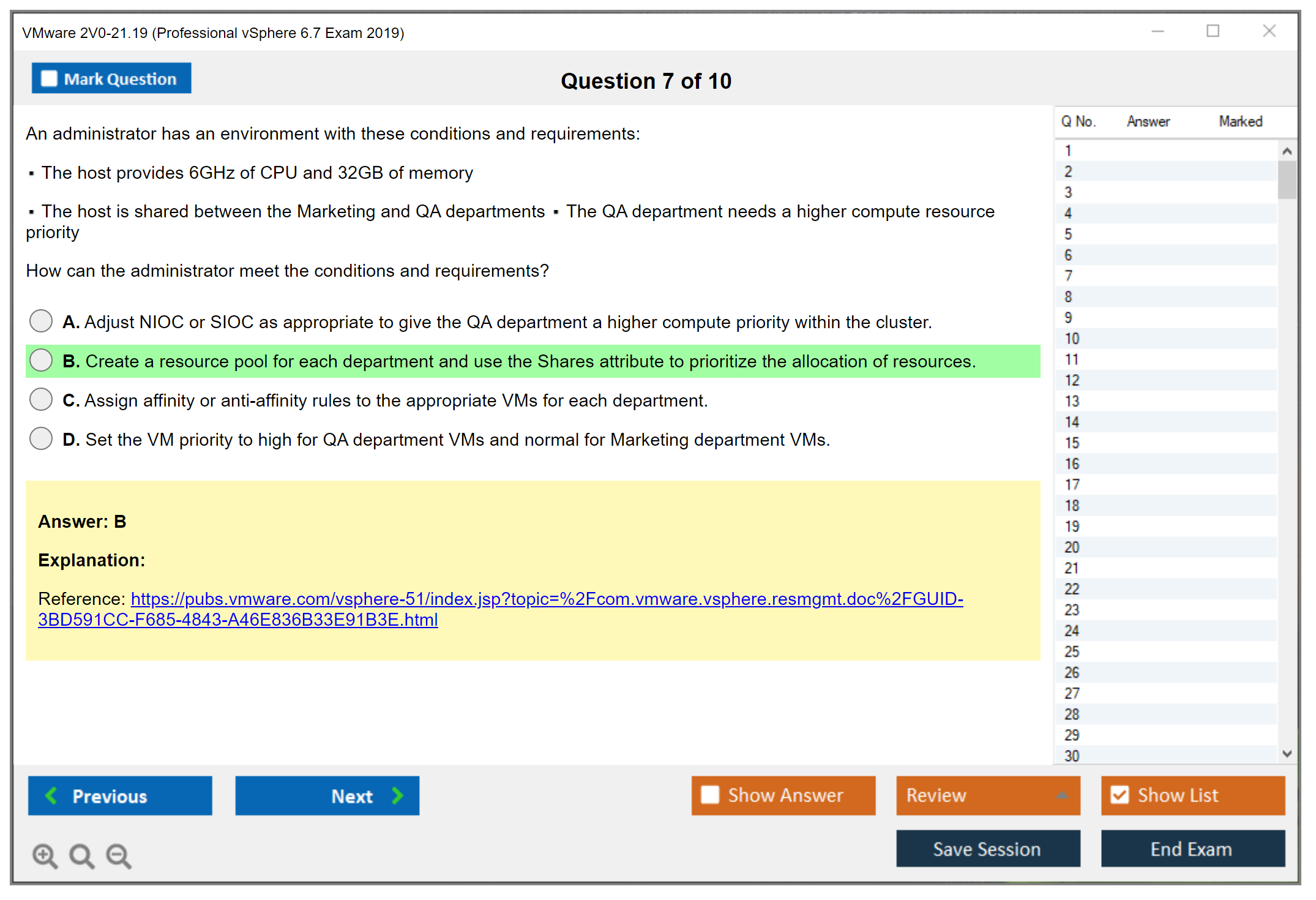 VMware 2V0-21.19 Professional vSphere 6.7 Exam 2019 Practice test exam simulator test engine exam dumps questions answers Image 7