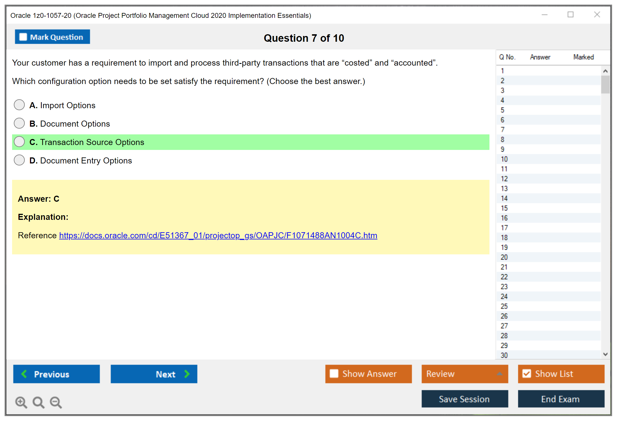 Oracle 1z0-1057-20 Oracle Project Portfolio Management Cloud 2020 Implementation Essentials Practice test exam simulator test engine exam dumps questions answers Image 7