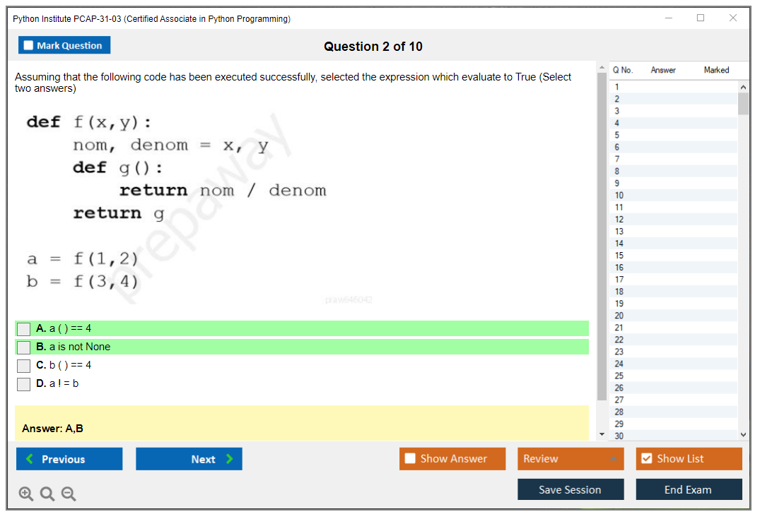 Python Institute PCAP-31-03 Certified Associate in Python Programming Practice test exam simulator test engine exam dumps questions answers Image 2