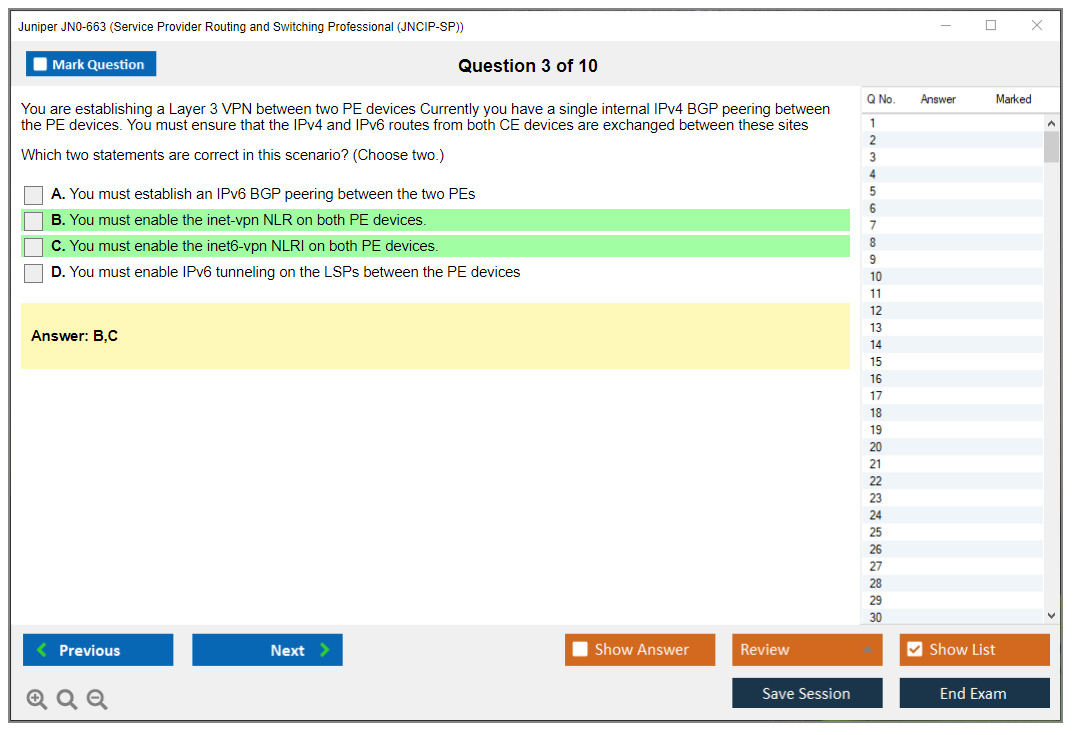 Juniper JN0-663 Service Provider Routing and Switching Professional (JNCIP-SP) Practice test exam simulator test engine exam dumps questions answers Image 3