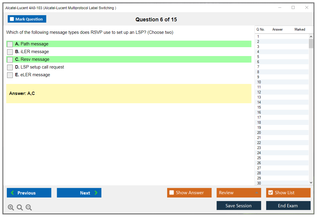 Alcatel-Lucent 4A0-103 Alcatel-Lucent Multi Protocol Label Switching Practice test exam simulator test engine exam dumps questions answers Image 6