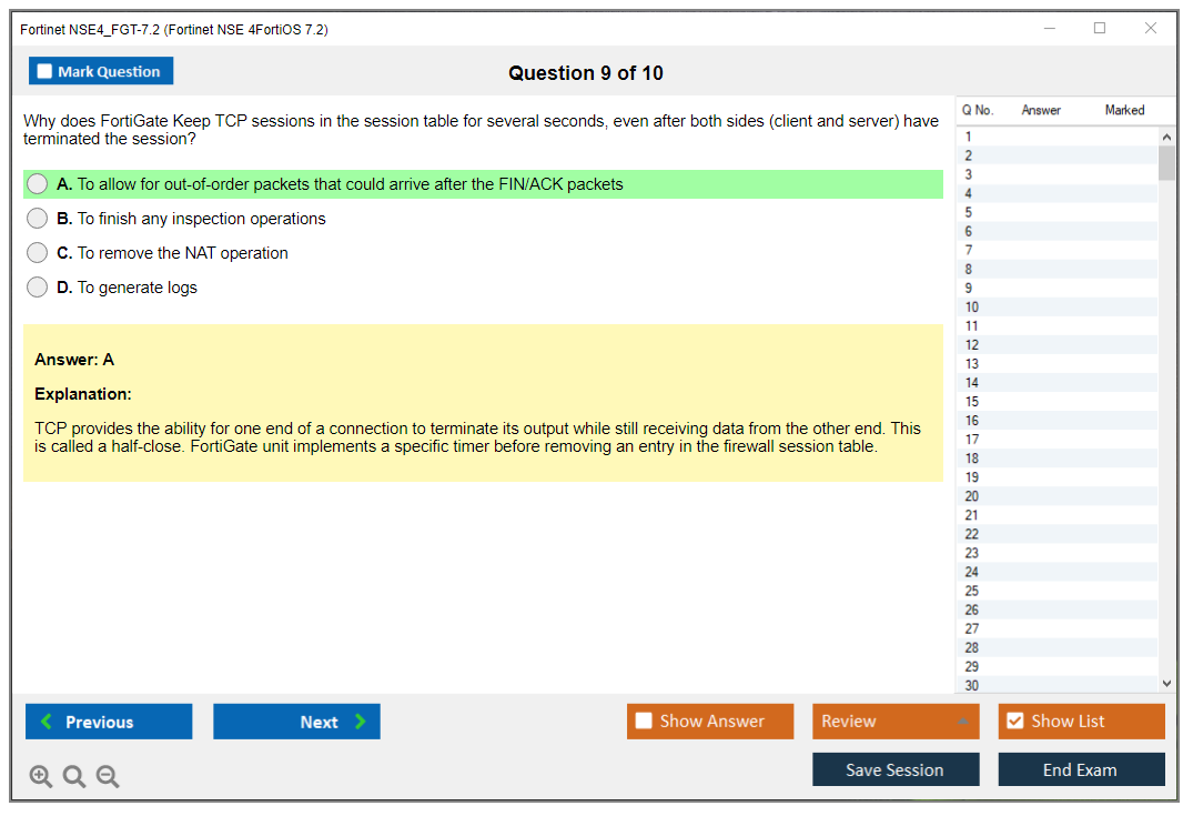 Fortinet NSE4_FGT-7.2 Fortinet NSE 4 - FortiOS 7.2 Practice test exam simulator test engine exam dumps questions answers Image 9