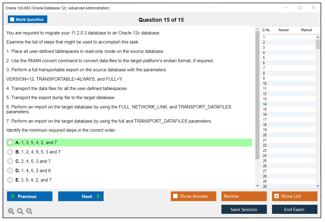 Oracle 1z0-063 Oracle Database 12c: Advanced Administration Practice test exam simulator test engine exam dumps questions answers Image 15