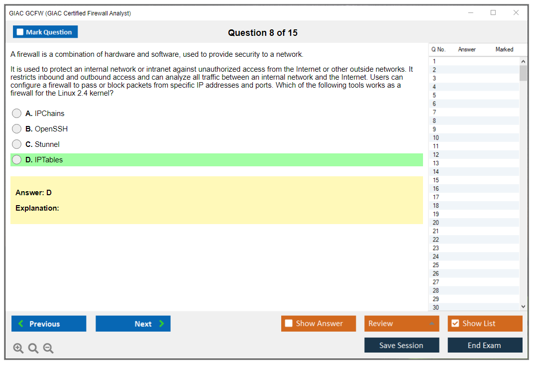 GIAC GCFW GIAC Certified Firewall Analyst Practice test exam simulator test engine exam dumps questions answers Image 8