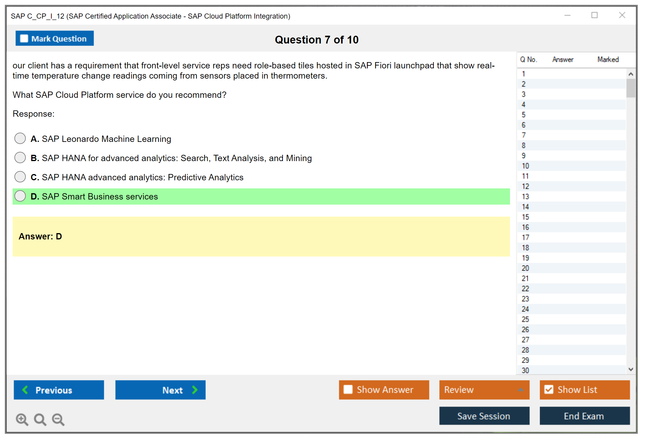 SAP C_CP_I_12 SAP Certified Application Associate - SAP Cloud Platform Integration Practice test exam simulator test engine exam dumps questions answers Image 7