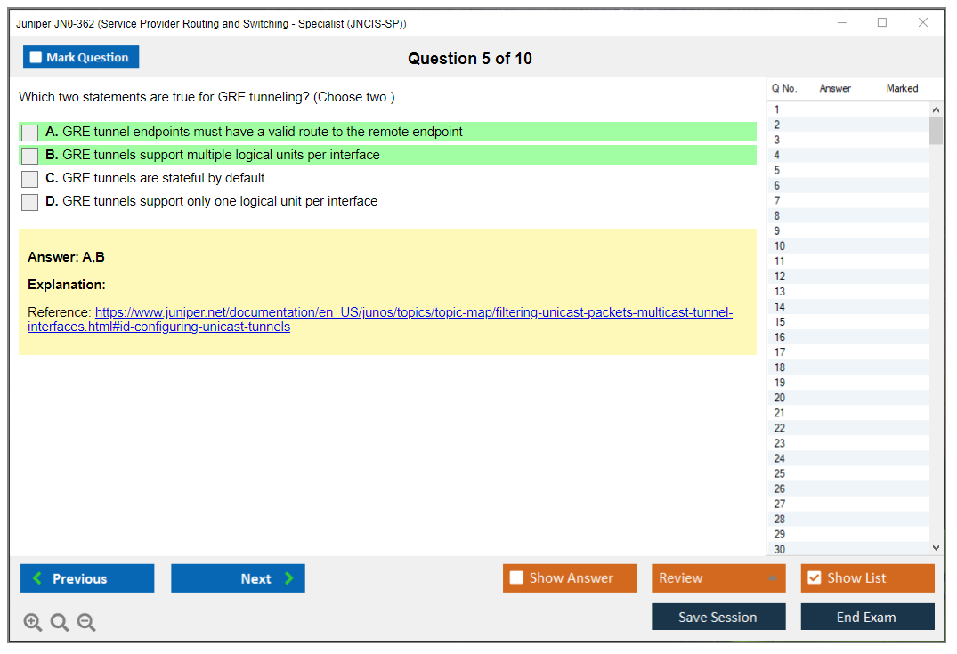 Juniper JN0-362 Service Provider Routing and Switching - Specialist (JNCIS-SP) Practice test exam simulator test engine exam dumps questions answers Image 5