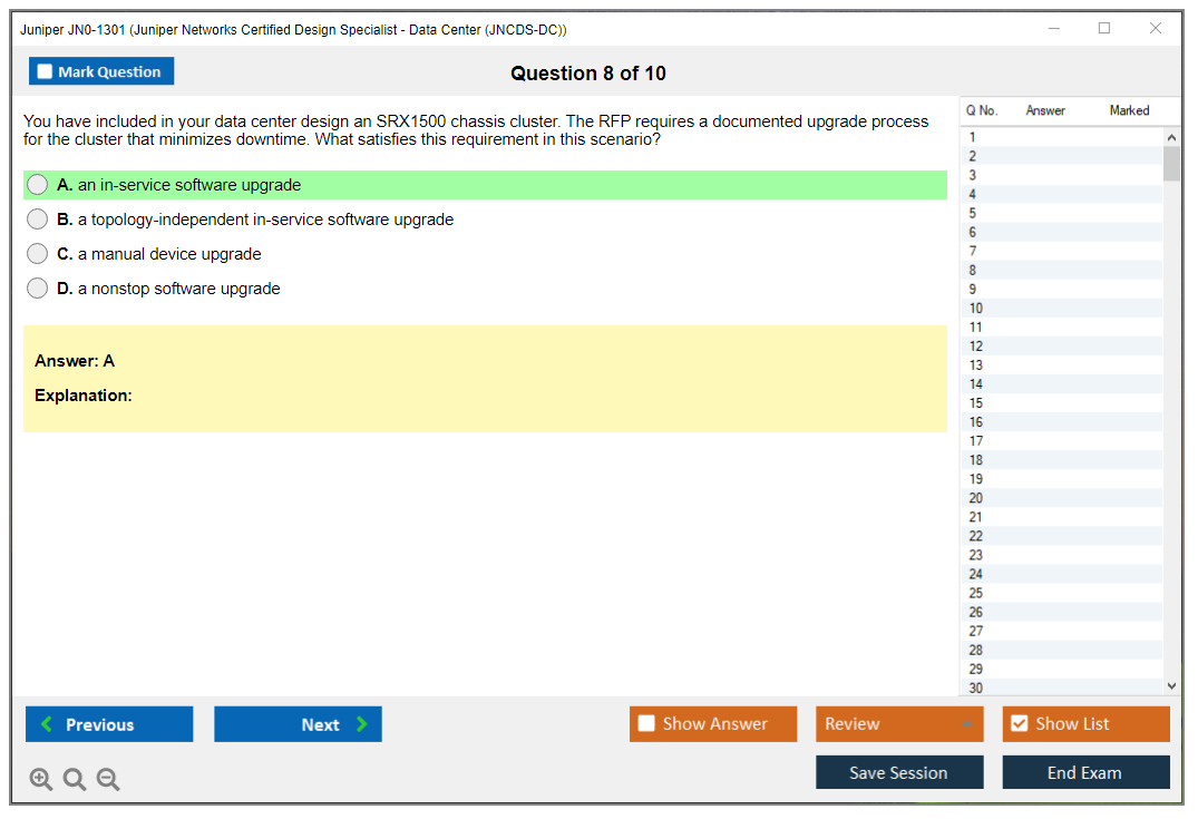 Juniper JN0-1301 Juniper Networks Certified Design Specialist - Data Center (JNCDS-DC) Practice test exam simulator test engine exam dumps questions answers Image 8