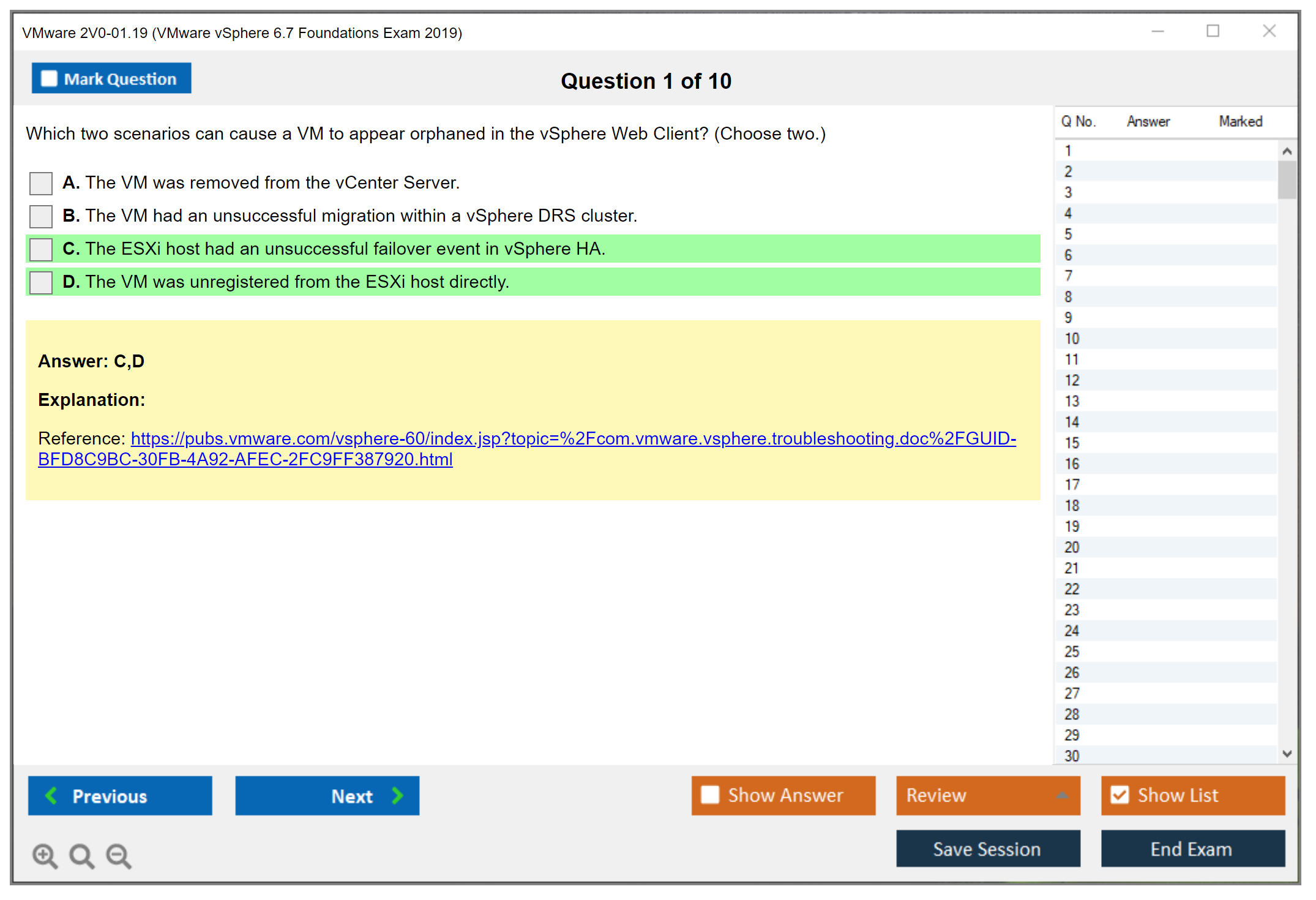 VMware 2V0-01.19 VMware vSphere 6.7 Foundations Exam 2019 Practice test exam simulator test engine exam dumps questions answers Image 1