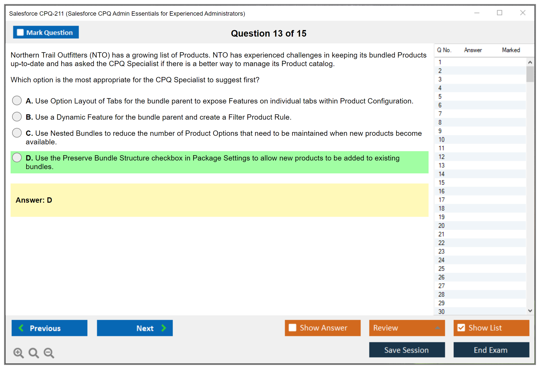 Salesforce CPQ-211 Salesforce CPQ Admin Essentials for Experienced Administrators Practice test exam simulator test engine exam dumps questions answers Image 13