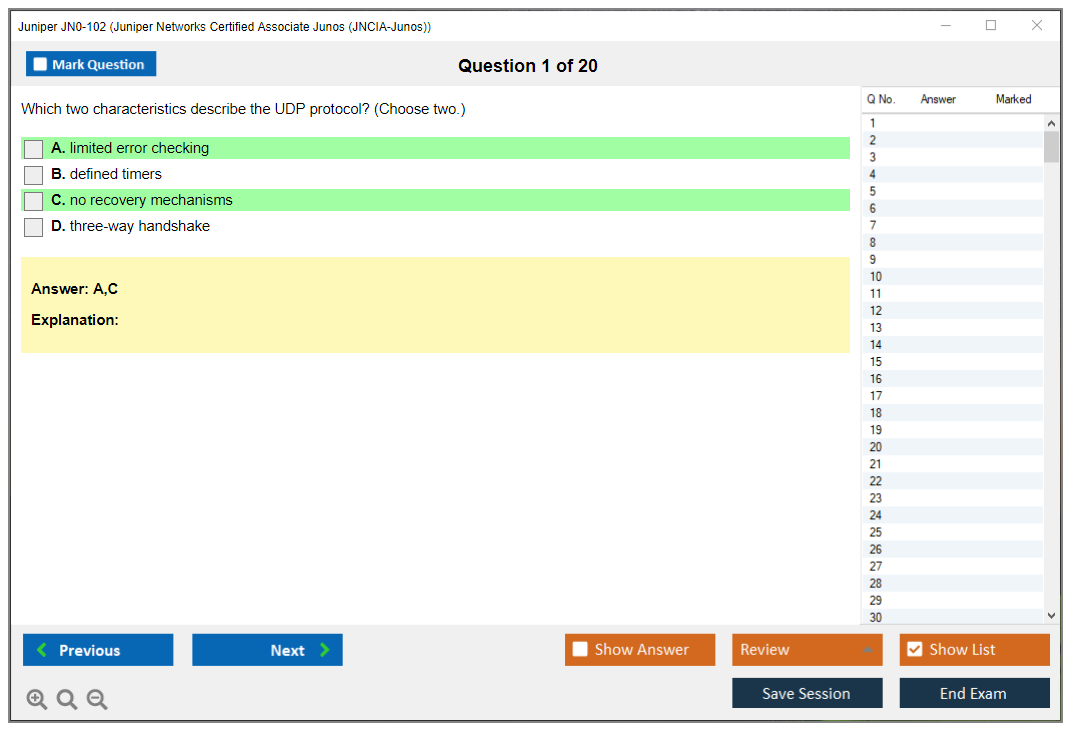 Juniper JN0-102 Juniper Networks Certified Associate Junos (JNCIA-Junos) Practice test exam simulator test engine exam dumps questions answers Image 1