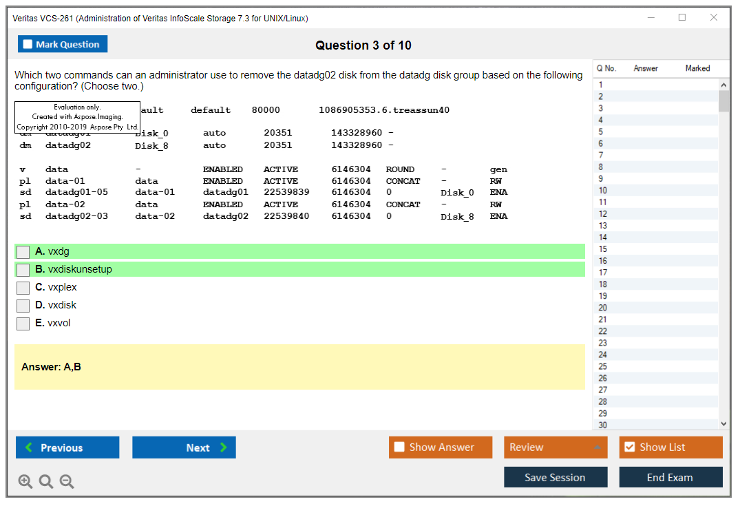 Veritas VCS-261 Administration of Veritas InfoScale Storage 7.3 for UNIX/Linux Practice test exam simulator test engine exam dumps questions answers Image 3