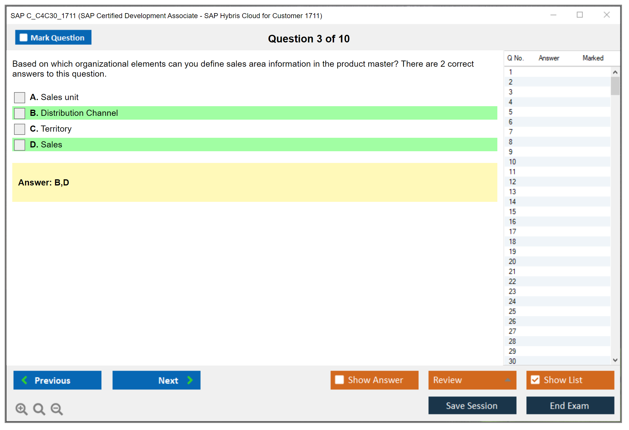 SAP C_C4C30_1711 SAP Certified Development Associate - SAP Hybris Cloud for Customer 1711 Practice test exam simulator test engine exam Prep practice test questions answers Image 3