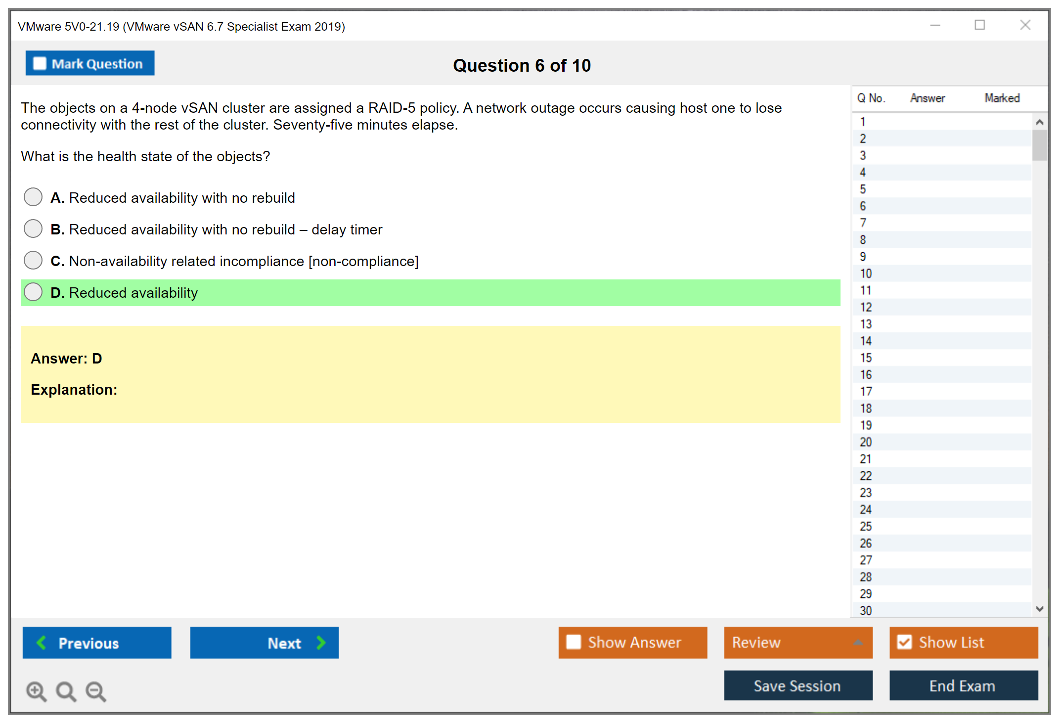 VMware 5V0-21.19 VMware vSAN 6.7 Specialist Exam 2019 Practice test exam simulator test engine exam dumps questions answers Image 6