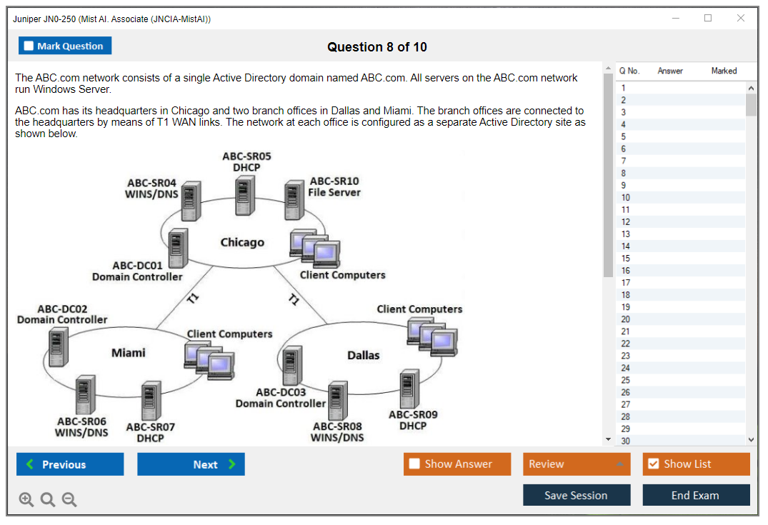 Juniper JN0-250 Mist AI. Associate (JNCIA-MistAI) Practice test exam simulator test engine exam dumps questions answers Image 8
