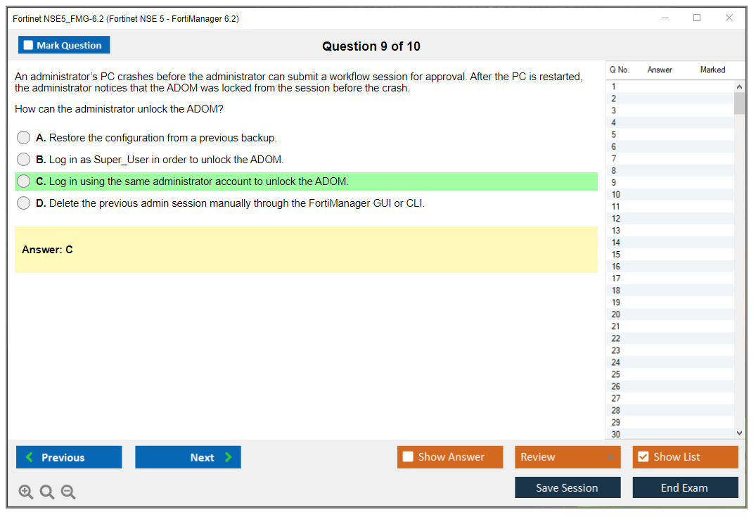 Fortinet NSE5_FMG-6.2 Fortinet NSE 5 - FortiManager 6.2 Practice test exam simulator test engine exam dumps questions answers Image 9