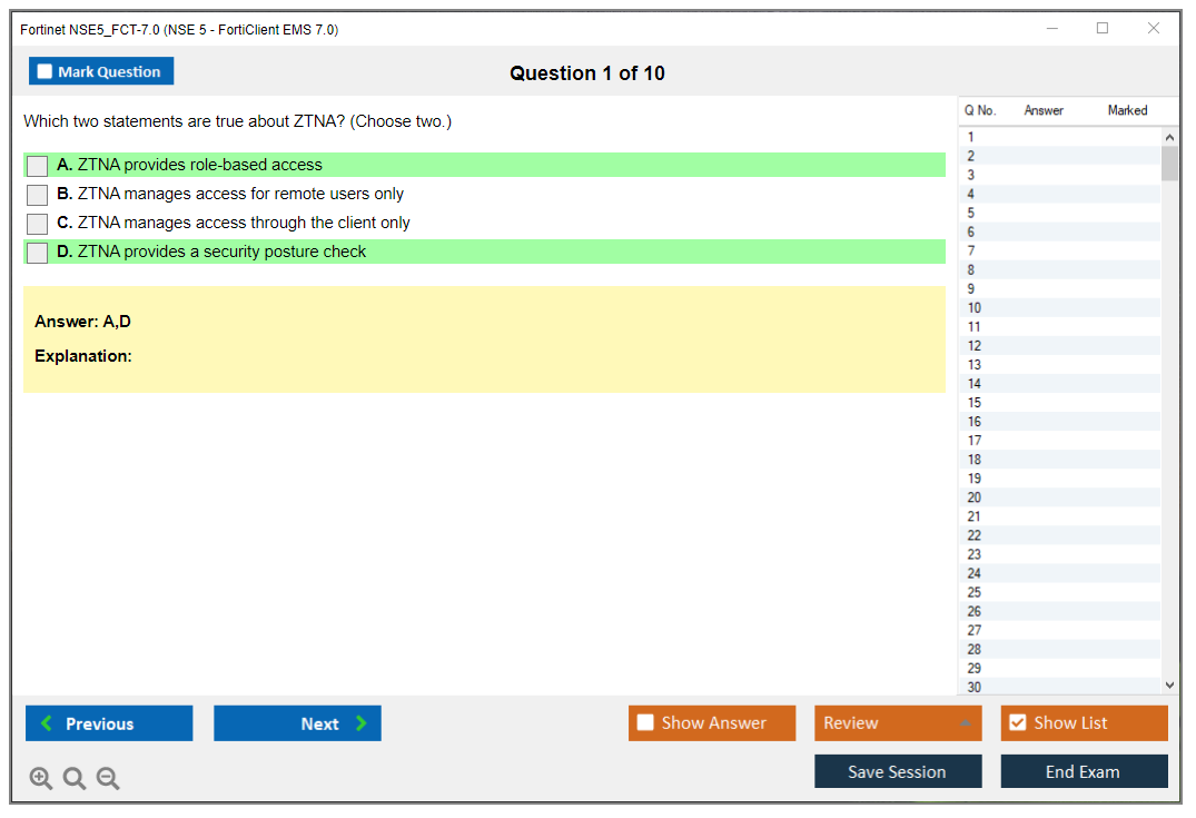 Fortinet NSE5_FCT-7.0 NSE5_FCT-7.0 NSE 5 - FortiClient EMS 7.0 Practice test exam simulator test engine exam dumps questions answers Image 1