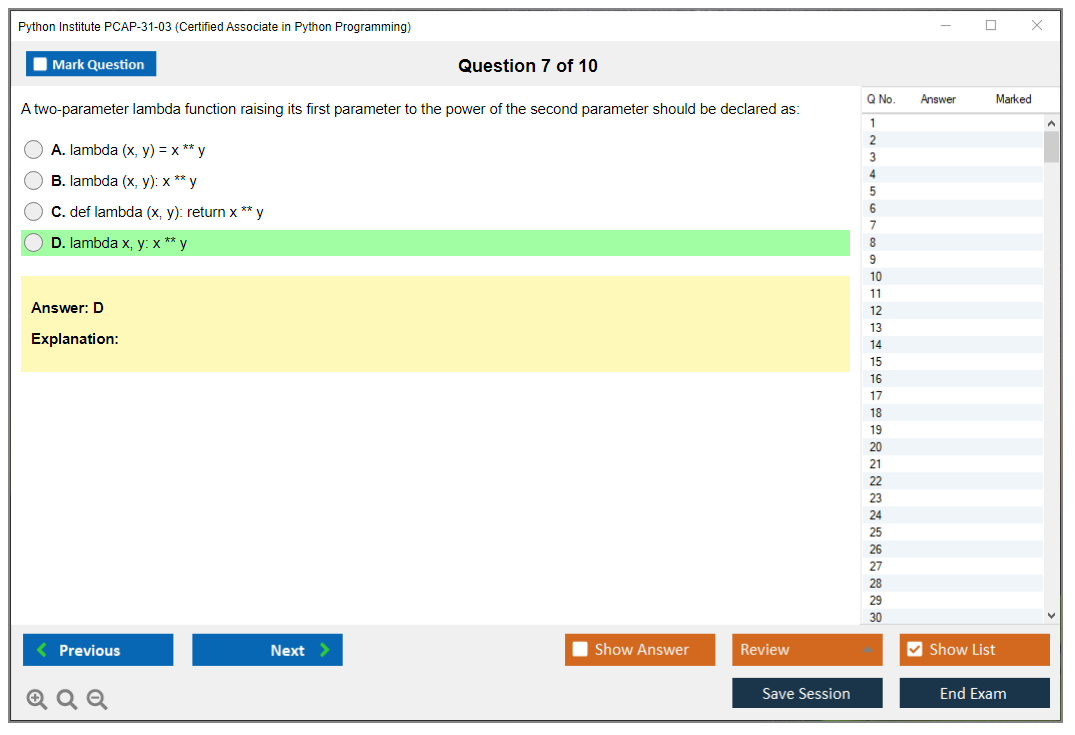 Python Institute PCAP-31-03 Certified Associate in Python Programming Practice test exam simulator test engine exam dumps questions answers Image 7