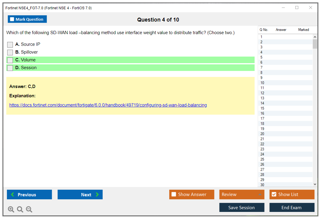 Fortinet NSE4_FGT-7.0 Fortinet NSE 4 - FortiOS 7.0 Practice test exam simulator test engine exam dumps questions answers Image 4