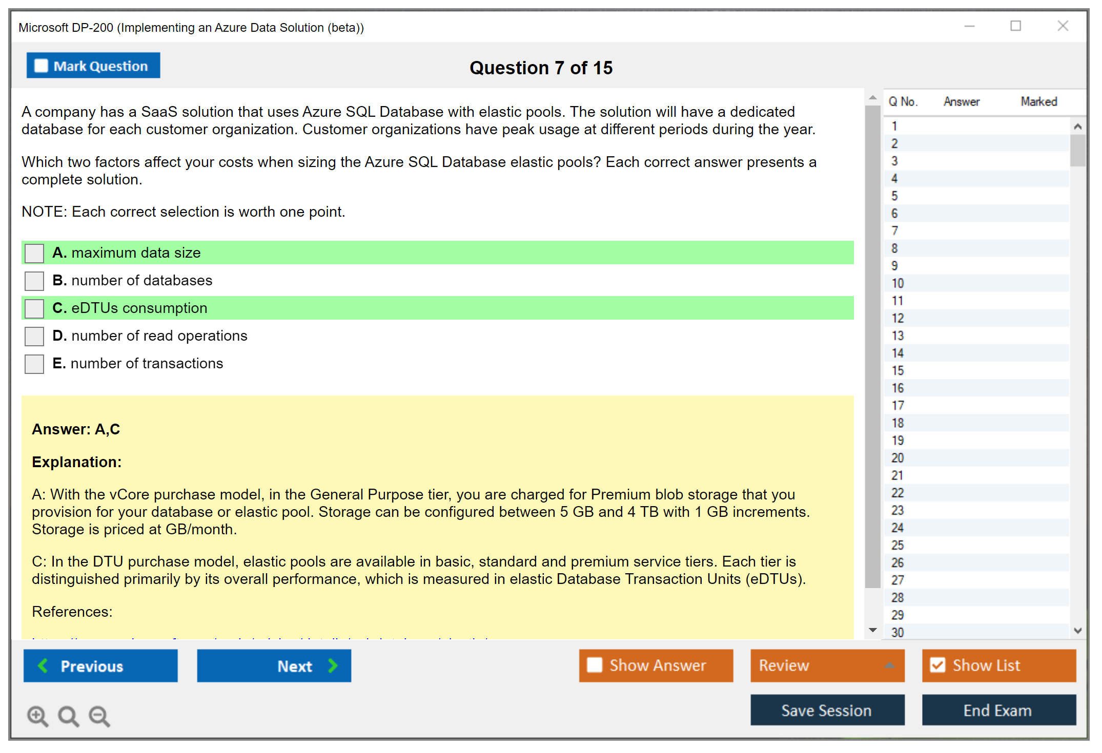 Microsoft DP-200 Implementing an Azure Data Solution  Practice test exam simulator test engine exam dumps questions answers Image 7