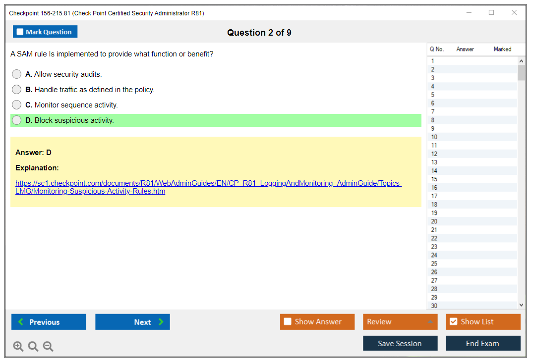 Checkpoint 156-215.81 Check Point Certified Security Administrator R81.20 Practice test exam simulator test engine exam dumps questions answers Image 2