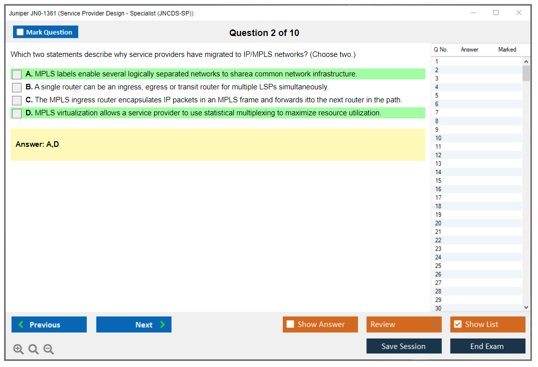 Juniper JN0-1361 Service Provider Design - Specialist (JNCDS-SP) Practice test exam simulator test engine exam dumps questions answers Image 2