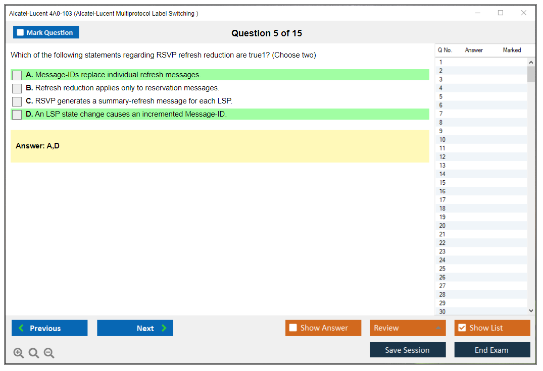 Alcatel-Lucent 4A0-103 Alcatel-Lucent Multi Protocol Label Switching Practice test exam simulator test engine exam dumps questions answers Image 5