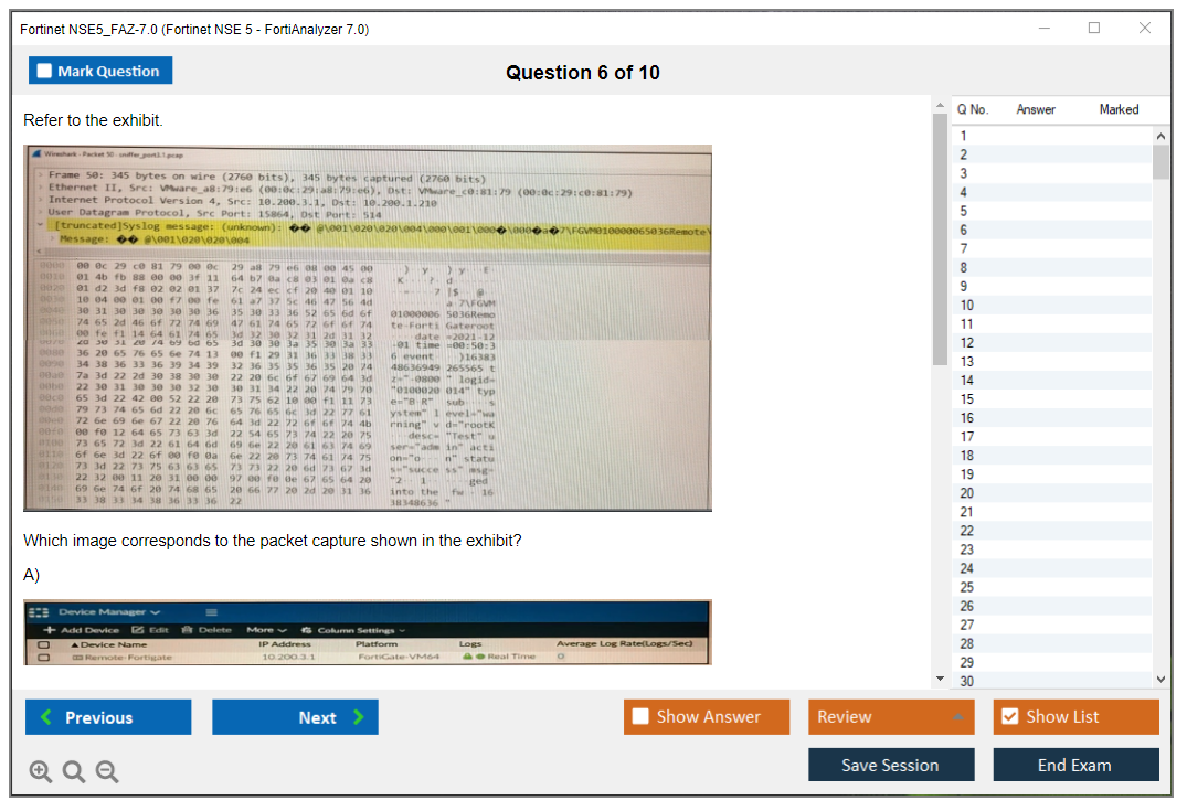 Fortinet NSE5_FAZ-7.0 Fortinet NSE 5 - FortiAnalyzer 7.0 Practice test exam simulator test engine exam dumps questions answers Image 6