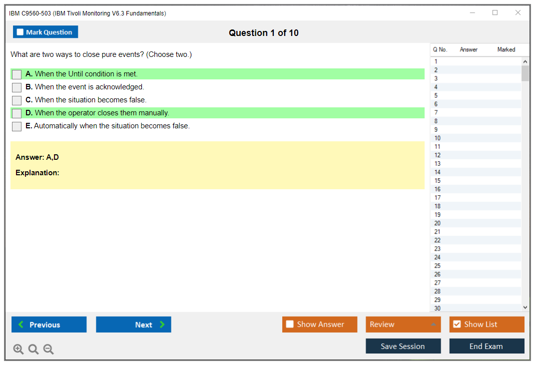 IBM C9560-503 IBM Tivoli Monitoring V6.3 Fundamentals Practice test exam simulator test engine exam dumps questions answers Image 1