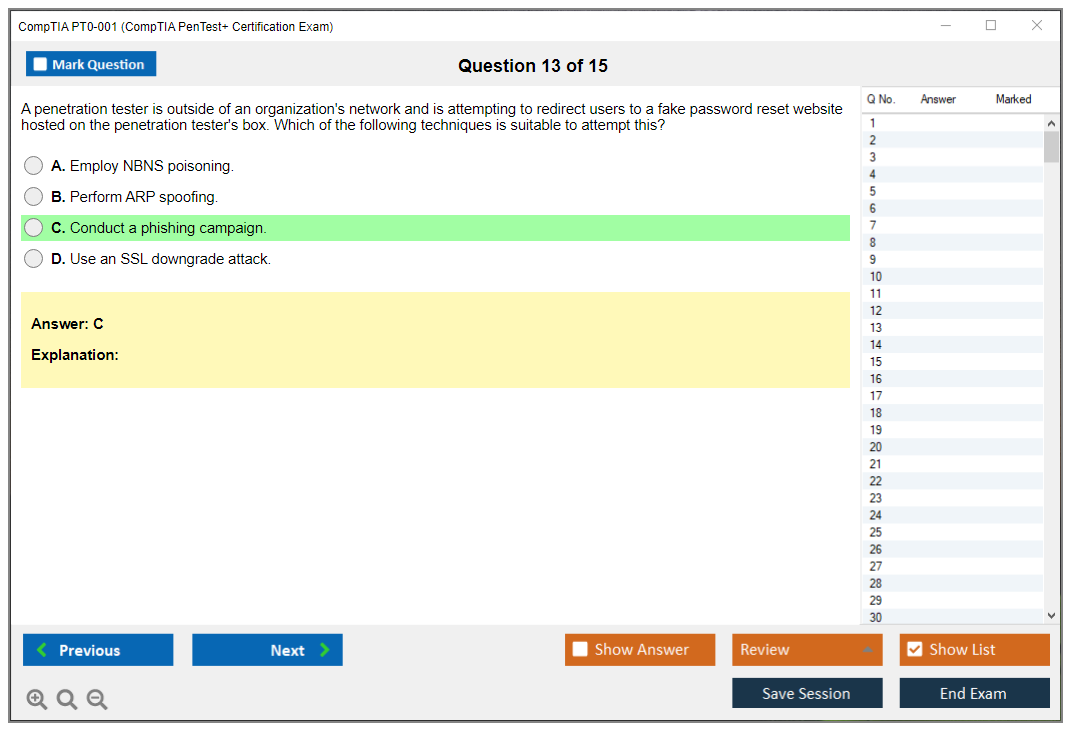 CompTIA PT0-001 CompTIA PenTest+ Certification Exam Practice test exam simulator test engine exam dumps questions answers Image 13