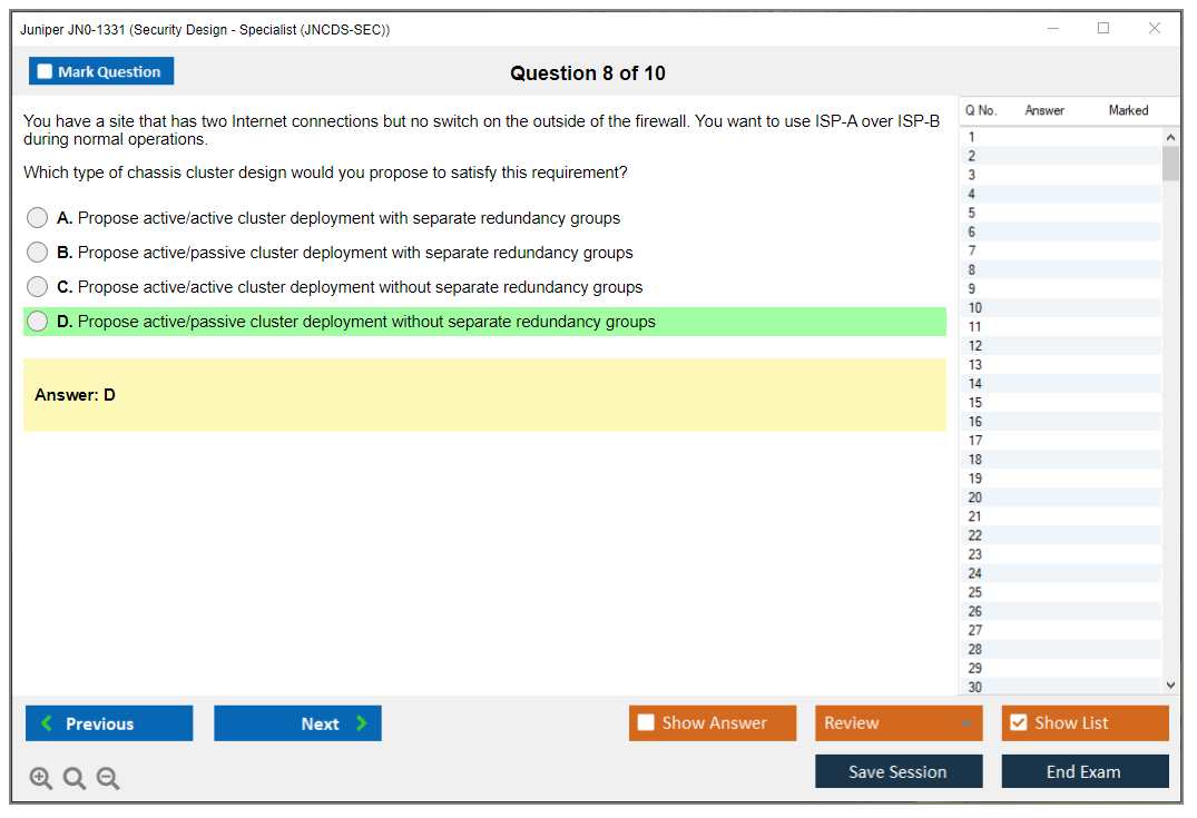 Juniper JN0-1331 Security Design - Specialist (JNCDS-SEC) Practice test exam simulator test engine exam dumps questions answers Image 8