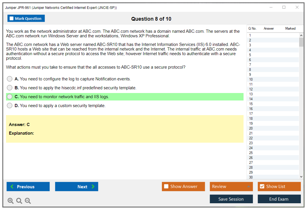 Juniper JPR-961 Juniper Networks Certified Internet Expert (JNCIE-SP) Practice test exam simulator test engine exam dumps questions answers Image 8