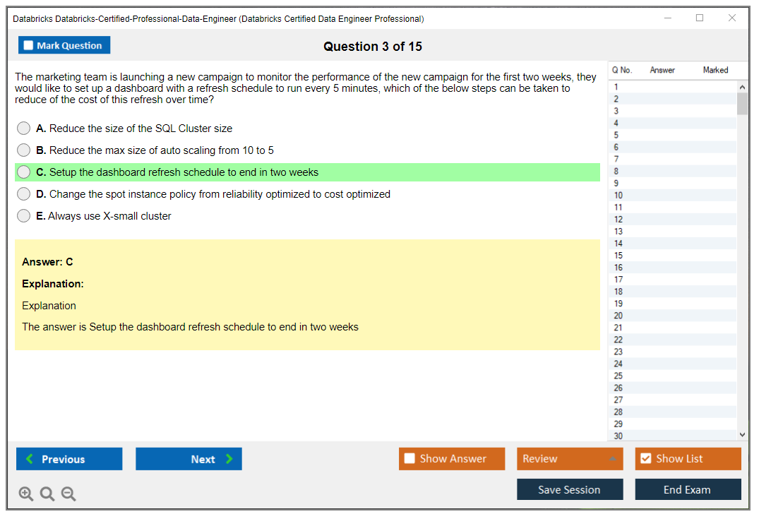Databricks Databricks-Certified-Professional-Data-Engineer Databricks Certified Data Engineer Professional Exam Practice test exam simulator test engine exam dumps questions answers Image 3