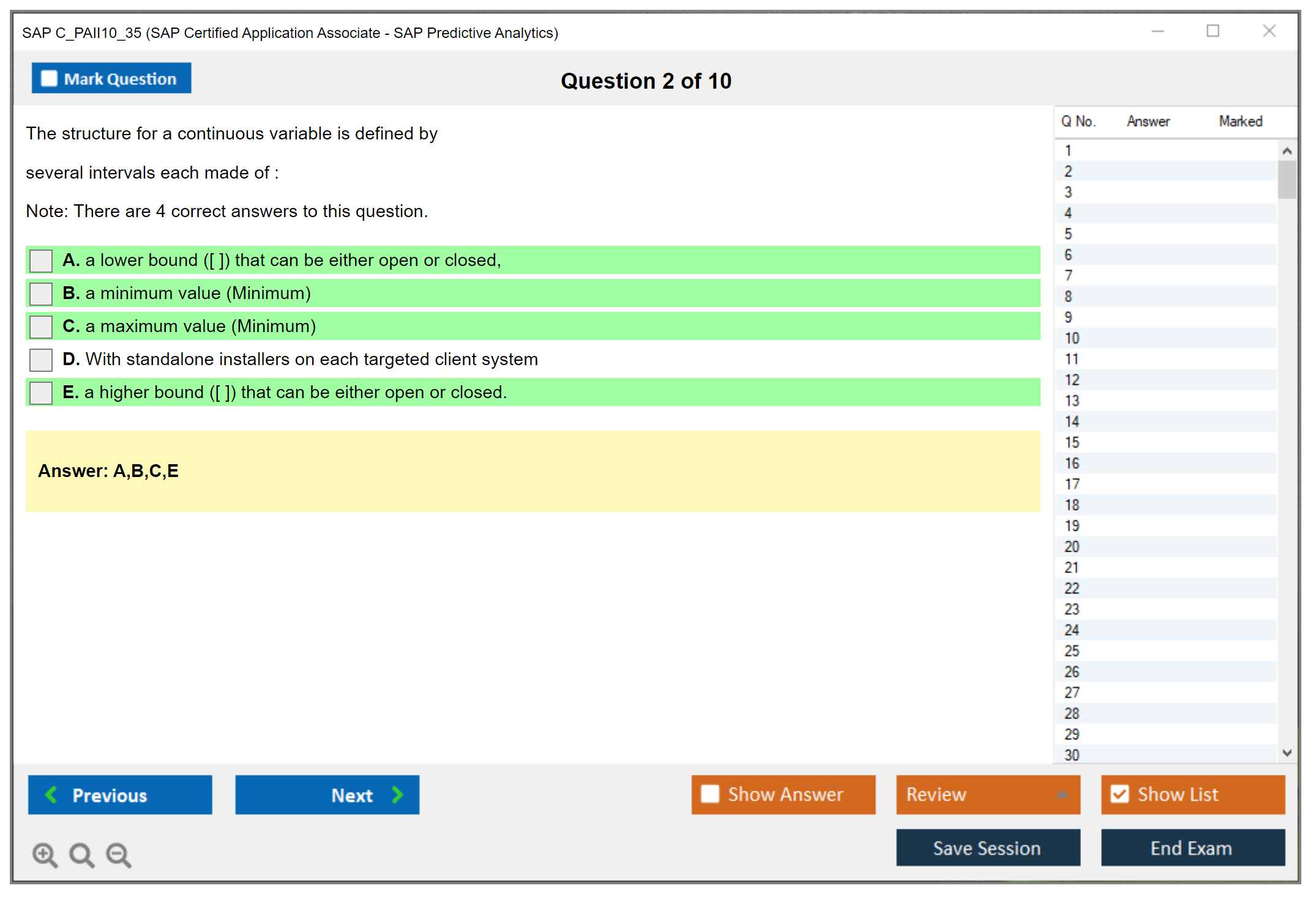 SAP C_PAII10_35 SAP Certified Application Associate - SAP Predictive Analytics Practice test exam simulator test engine exam Prep practice test questions answers Image 2