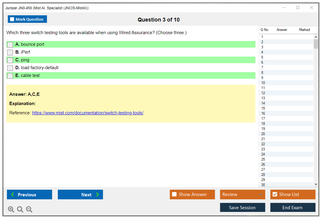 Juniper JN0-450 Mist AI. Specialist (JNCIS-MistAI) Practice test exam simulator test engine exam dumps questions answers Image 3