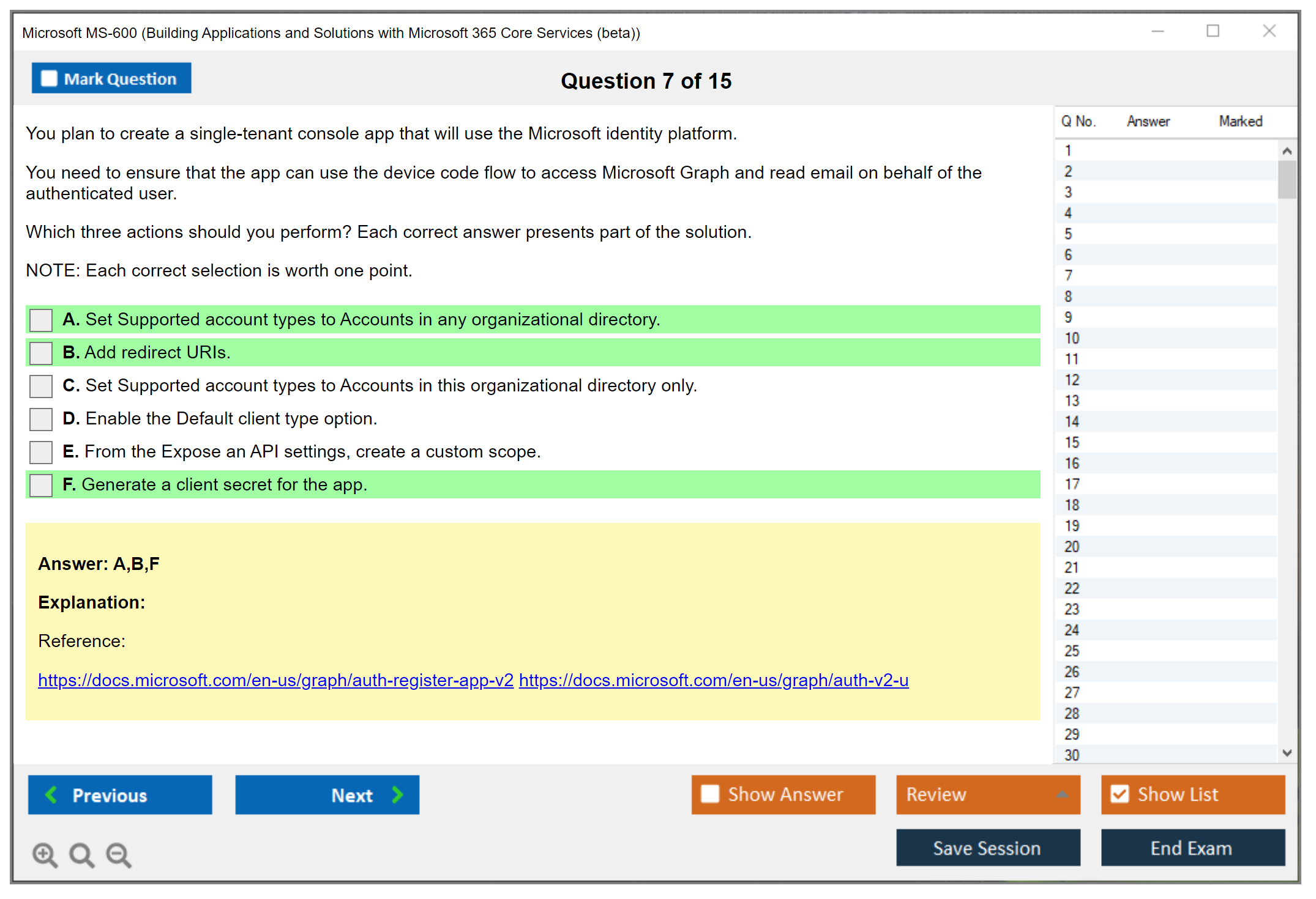 Microsoft MS-600 Building Applications and Solutions with Microsoft 365 Core Services Practice test exam simulator test engine exam dumps questions answers Image 7
